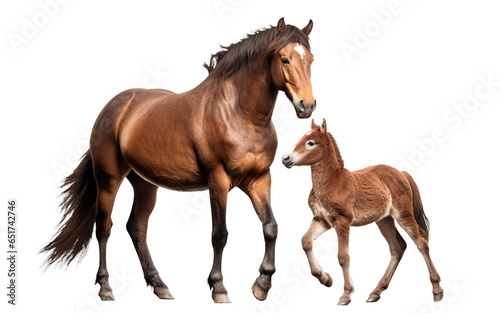 Horse and cute foal, cut out