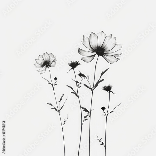 Minimalist flower line art on white background  AI Generated