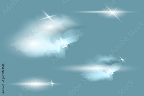 Rainbow crystal reflection effect. Shimmer and shine. Set of vector illustrations