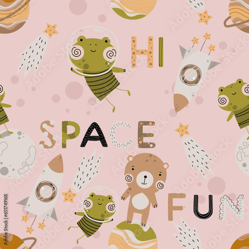 cosmos animals seamless pattern