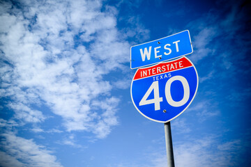 An Interstate 40 sign on the planes of the Texas panhandle