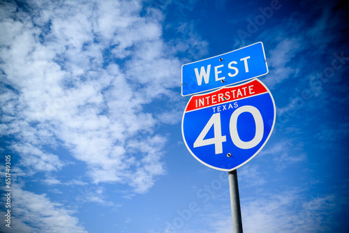 An Interstate 40 sign on the planes of the Texas panhandle photo