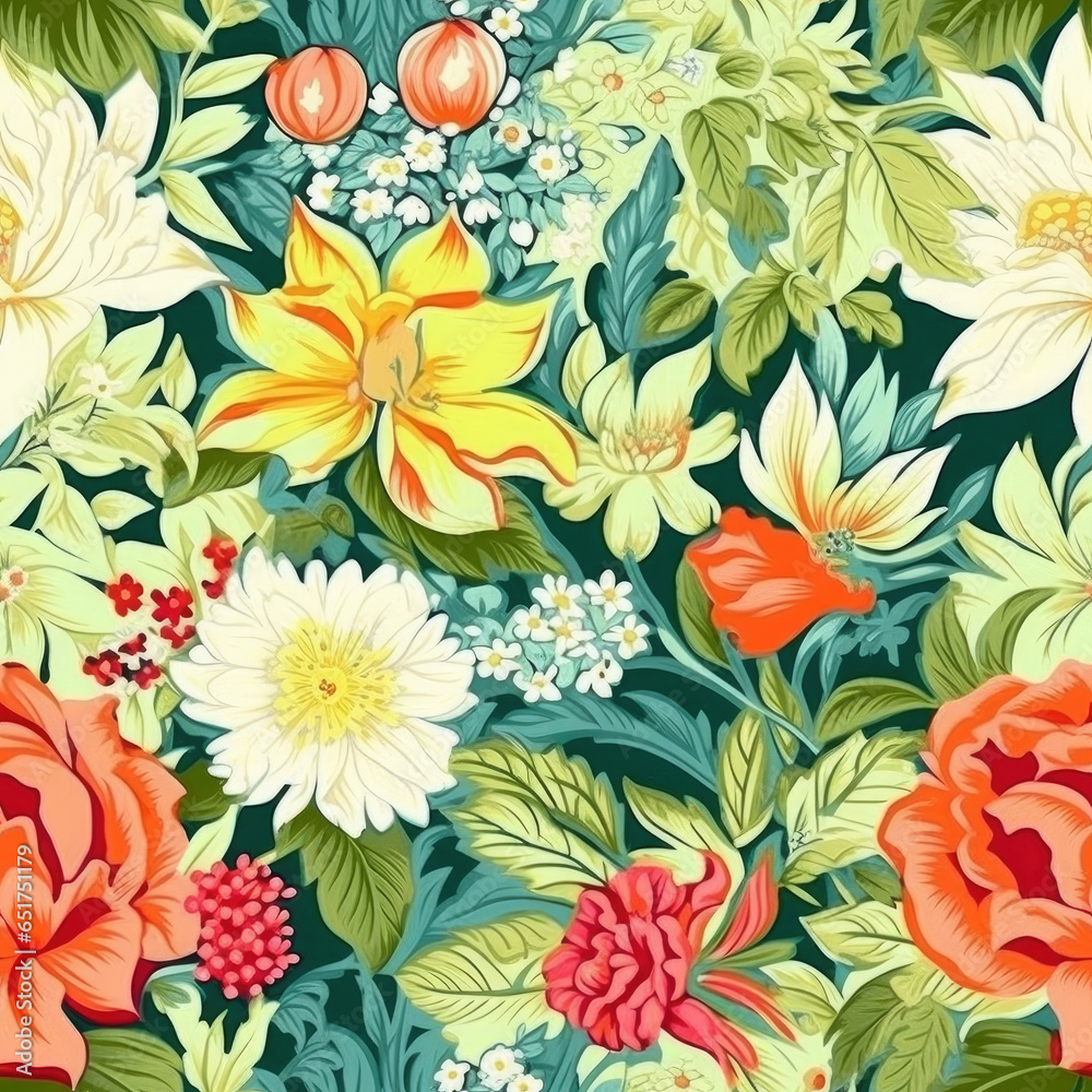 spring floral design summer seamless abstract pattern vector art  AI Generated