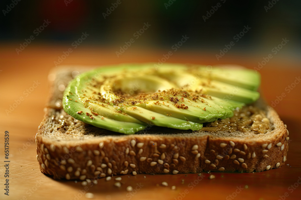 Sliced Avocado toast with sesame seeds on it Generative AI