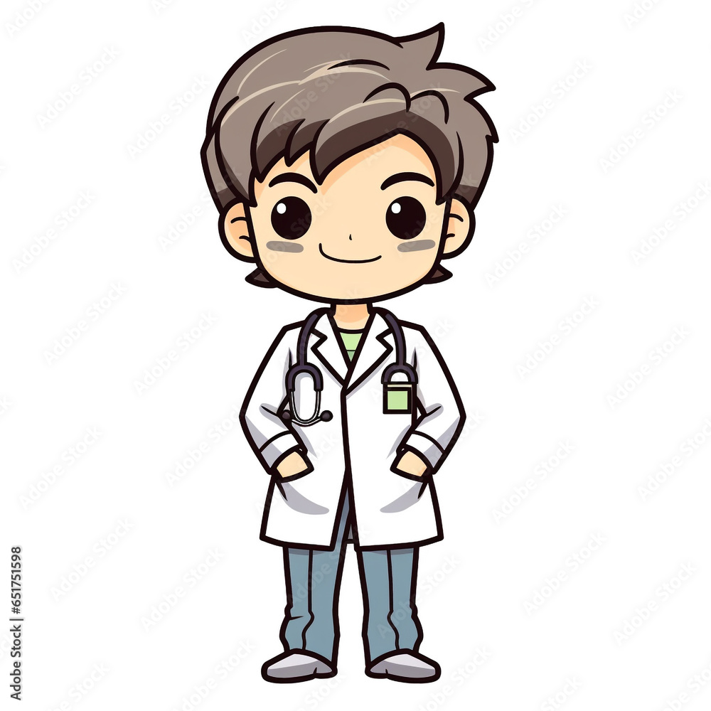 Cute smiling cartoon man doctor with a stethoscope isolated on white background. Cute smiling cartoon man doctor with a stethoscope isolated on white background.