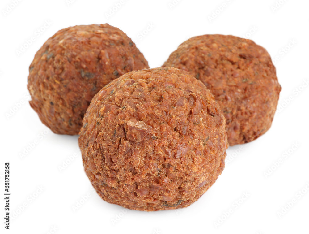 Delicious falafel balls on white background. Vegan meat products Delicious falafel balls on white background. Vegan meat products