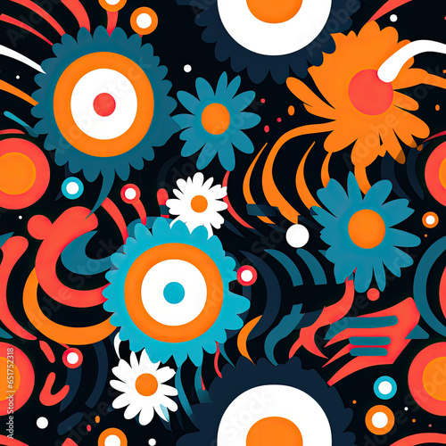 Retro Vibes Fun and vibrant patterns reminiscent of retro designs from the 60s or 70s vector art AI Generated photo