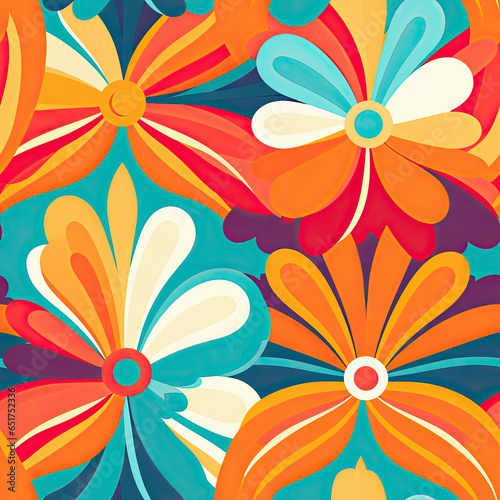 Retro Vibes Fun and vibrant patterns reminiscent of retro designs from the 60s or 70s vector art AI Generated