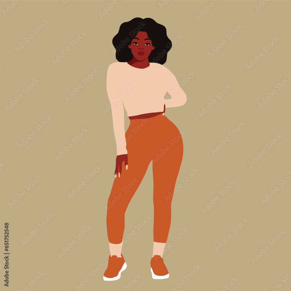 Afro black woman in elegant art style vector Afro black woman in elegant art style vector