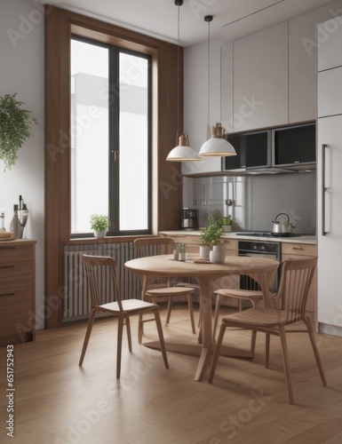 Beautiful lighting. Wooden kitchen. Nice and comfortable. with a nice window.  © Henrry L