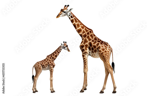 Giraffe and cute baby giraffe, cut out