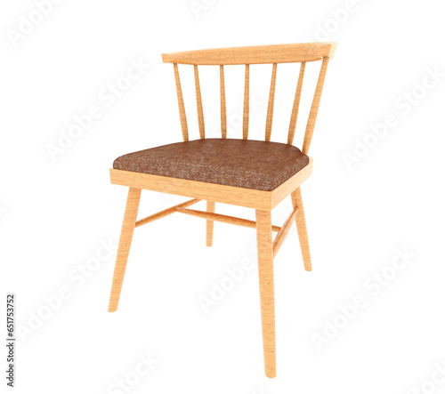 Single wood chair isolated on white background. Furniture decor. Modern dinning chair for kitchen or restaurant on white background.