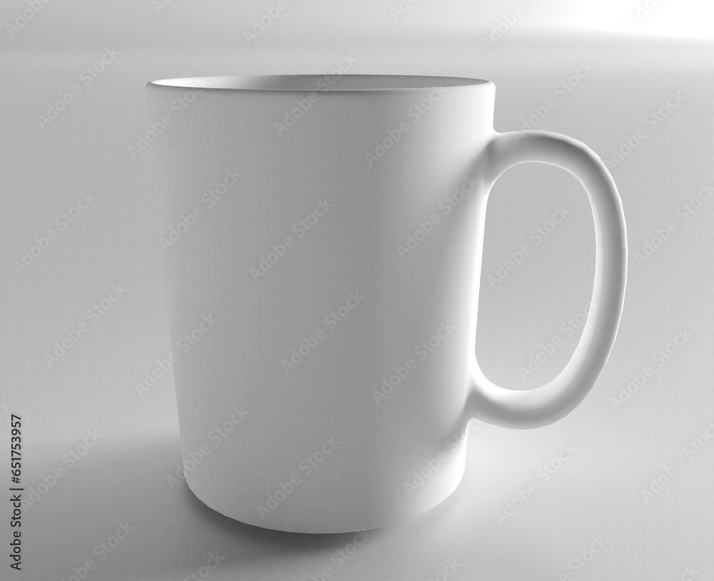 Obraz premium Realistic white color porcelain cup isolated on white background. Design Template for Mock Up. 