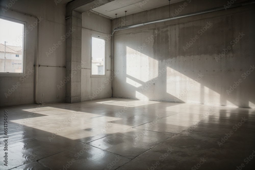 Industrial Elegance Aesthetic Concrete Floor in a Modern Home by Emily Thompson. AI Generated.