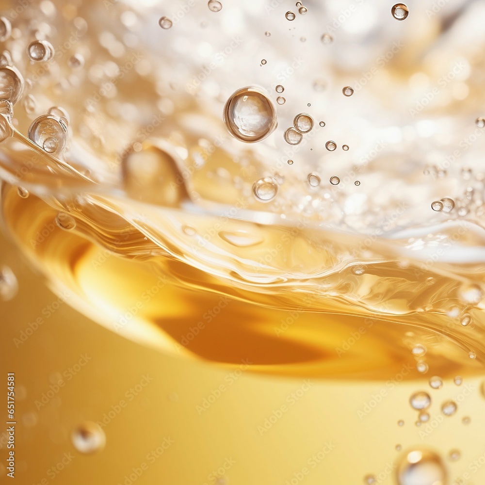 Beauty serum gel texture clear skincare cream with bubbles background, light yellow tone, bright, fresh, premium skincare photography, Nikon Z8 Beauty serum gel texture clear skincare cream with bubbles background, light yellow tone, bright, fresh, premium skincare photography, Nikon Z8