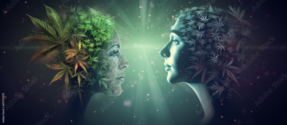 illustration representing marijuana s impact on the brain and mood - obrazy, fototapety, plakaty 