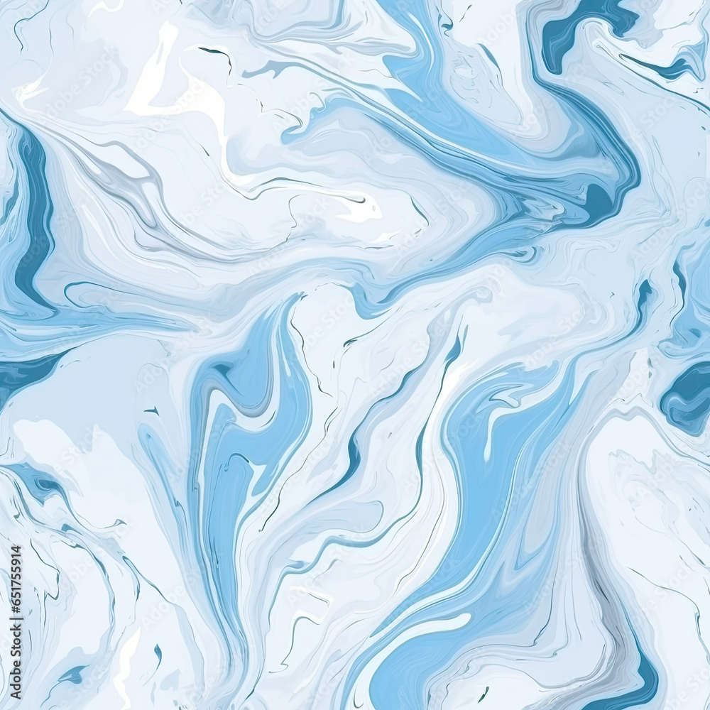 Marble texture light blue and white tiles, AI Generated