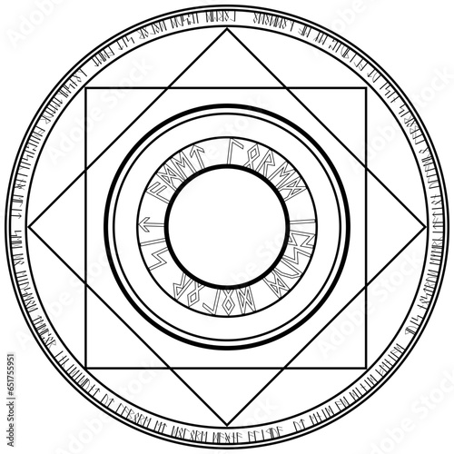 魔法陣素材ベクター、ルーン文字使用