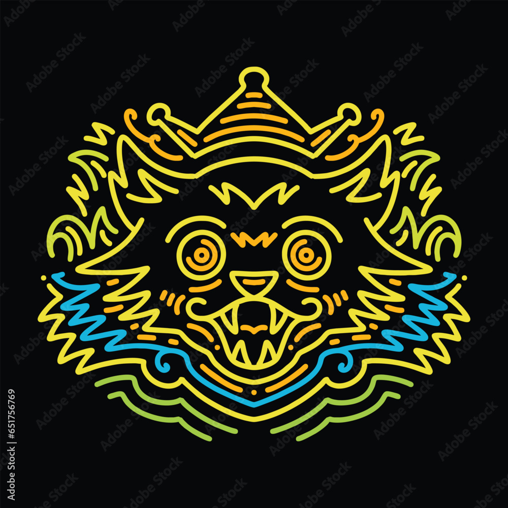 Fototapeta premium Colorful Monoline Cat Vector Graphic Design illustration Emblem