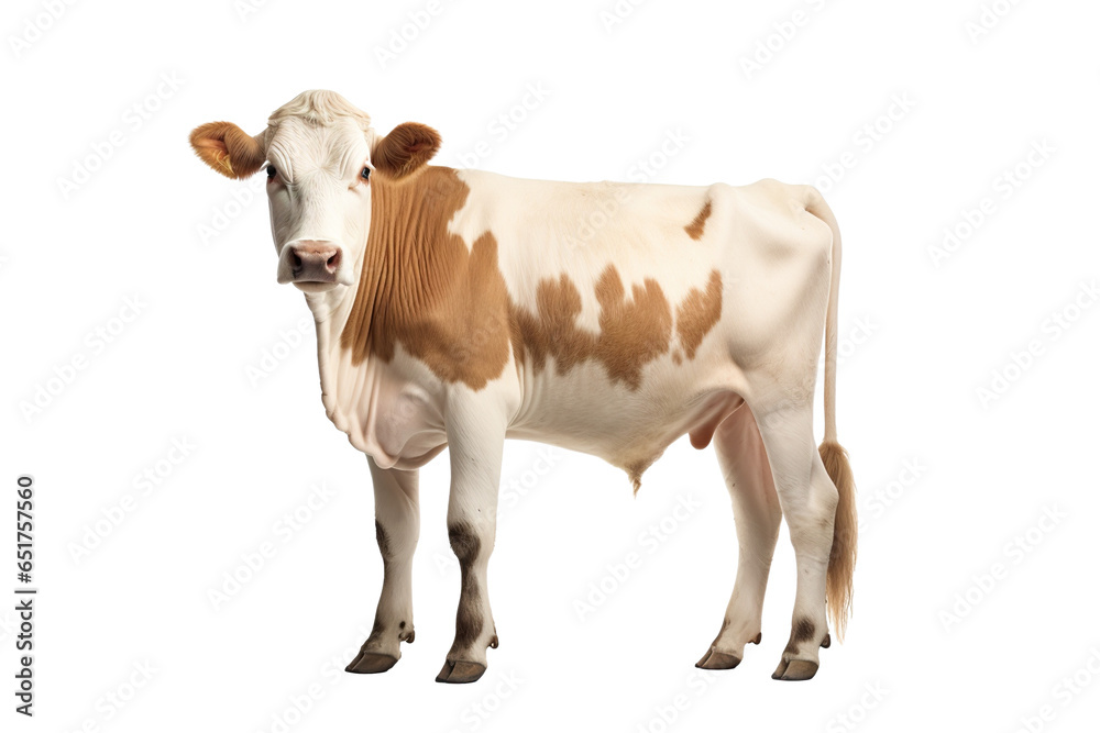 a beautiful milk cow on a white background studio shot