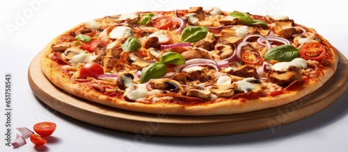 Vegetarian pizza on white background