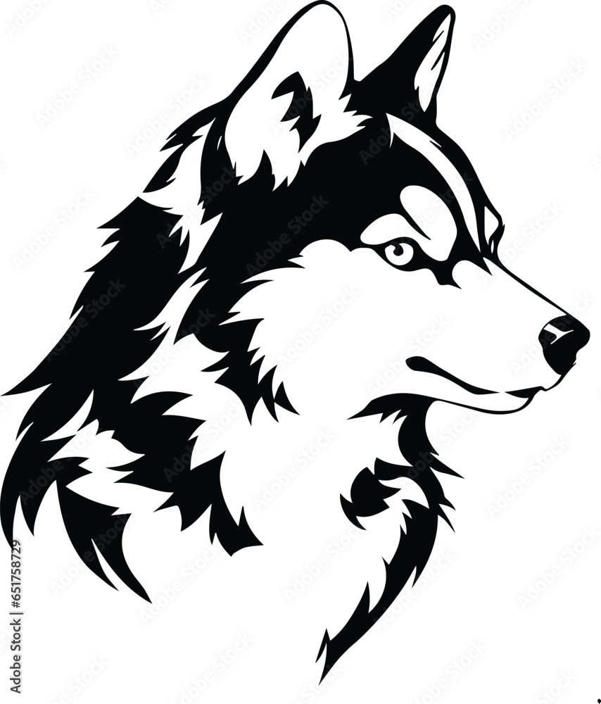 Siberian Husky Logo Monochrome Design Style