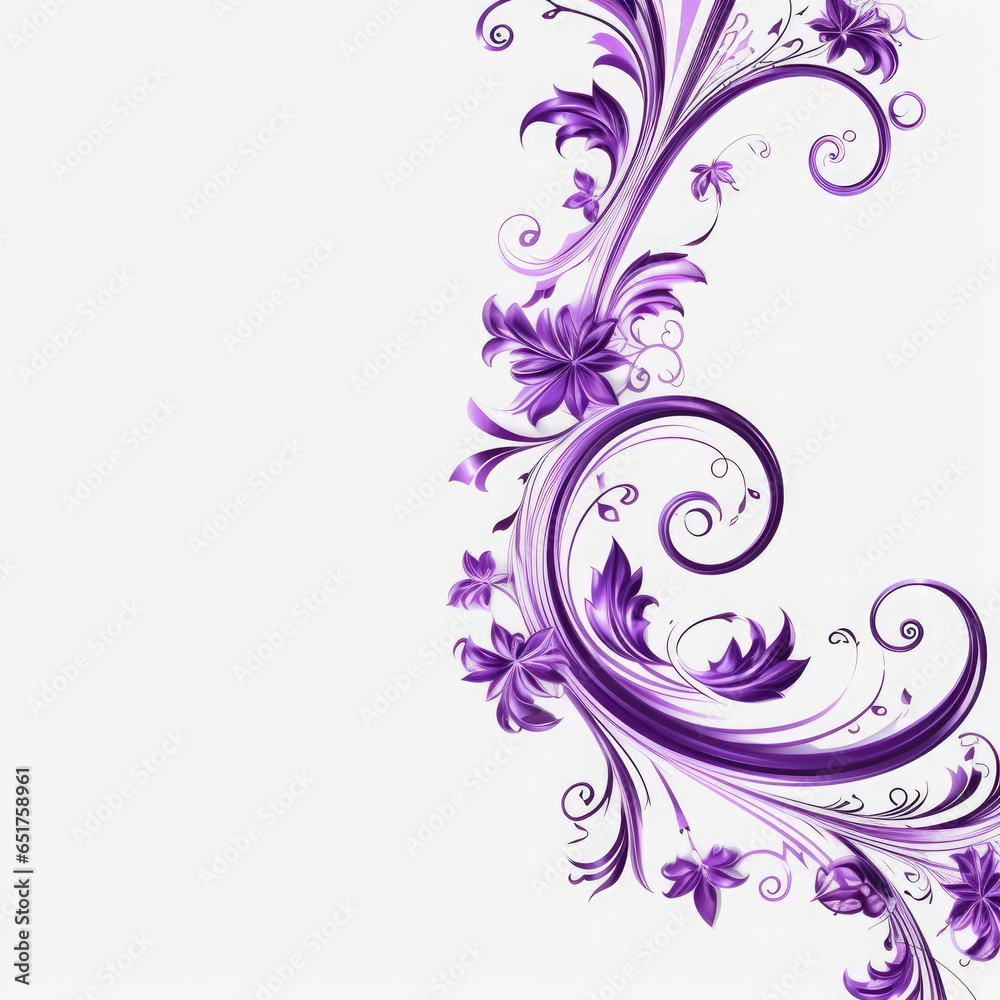 Violet elaborate filigree corner borders on white Background, AI Generated Violet elaborate filigree corner borders on white Background, AI Generated