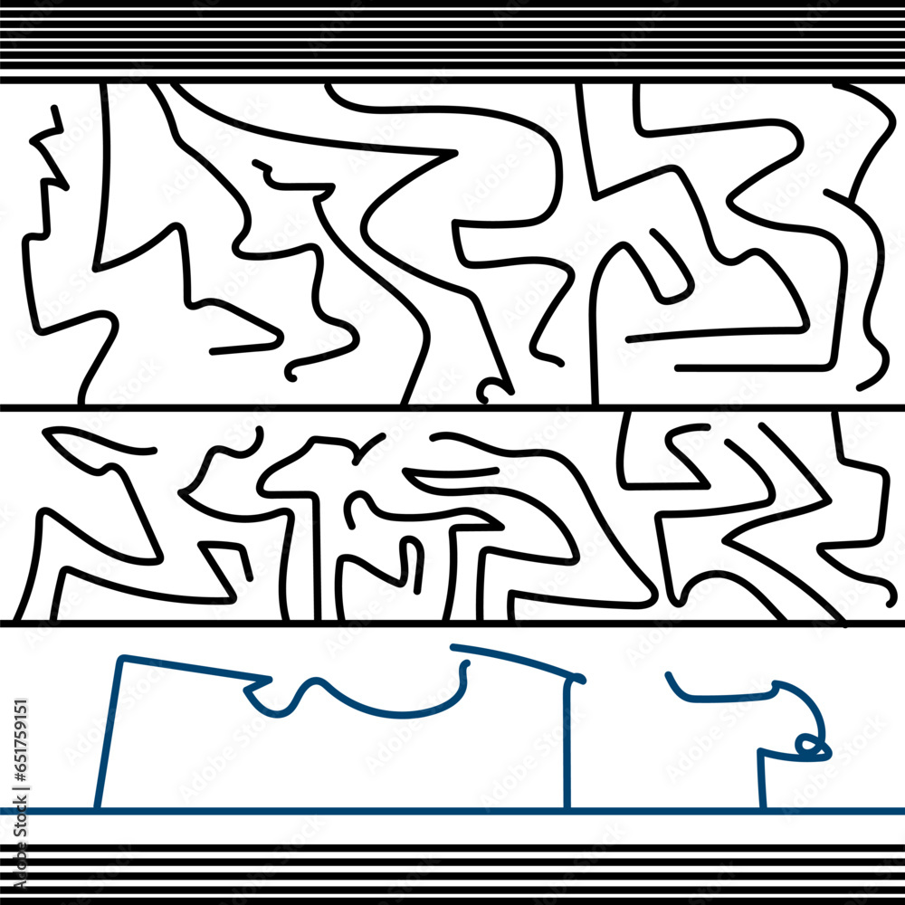 Imitation of a simple labyrinth or a cluster of curved lines with ...