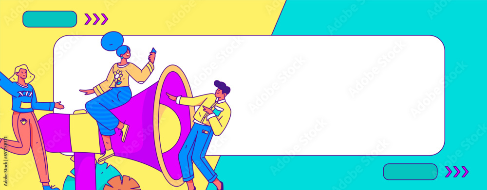 Notification announcement vector creative flat hand drawn illustration Notification announcement vector creative flat hand drawn illustration