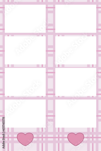 photo booth frame pink strips background with hearts