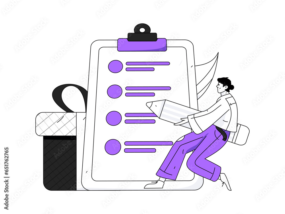 Invite friends to conduct questionnaire flat vector concept operation hand drawn illustration