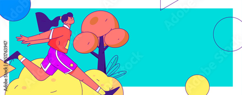 People exercising healthy running vector internet operation illustration