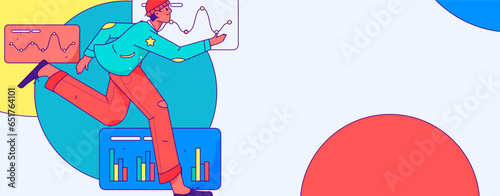 People exercising healthy running vector internet operation illustration