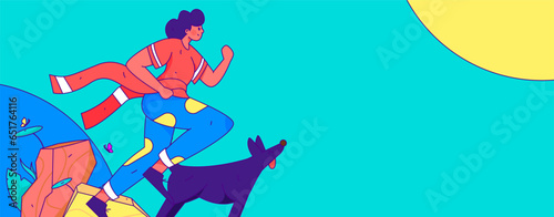 People exercising healthy running vector internet operation illustration