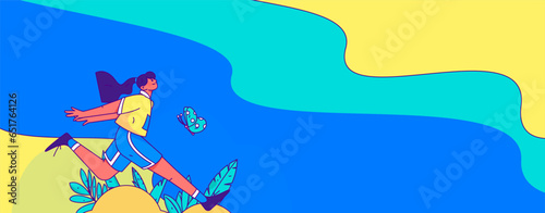 People exercising healthy running vector internet operation illustration
