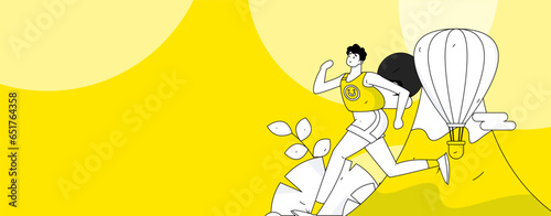 People exercising healthy running vector internet operation illustration