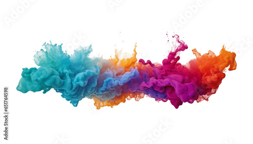 colorful smoke splashes isolated on transparent background cutout