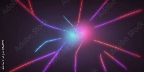 ネオンライト、曲線、残像、グラフ、暗闇、何もない、カラフル、generative ai	
 photo