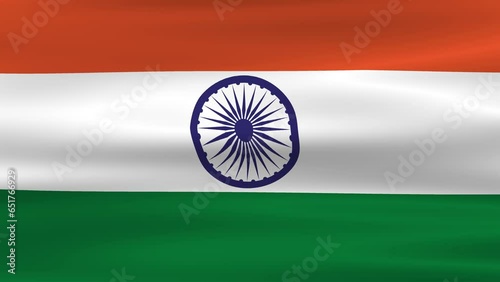 India Flag Smooth Waving Animation. Wonderful Flag of the India with Folds. Flag background. 4k 3D render.