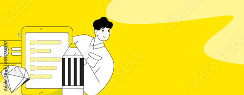 Business work characters flat vector concept operation hand drawn illustration