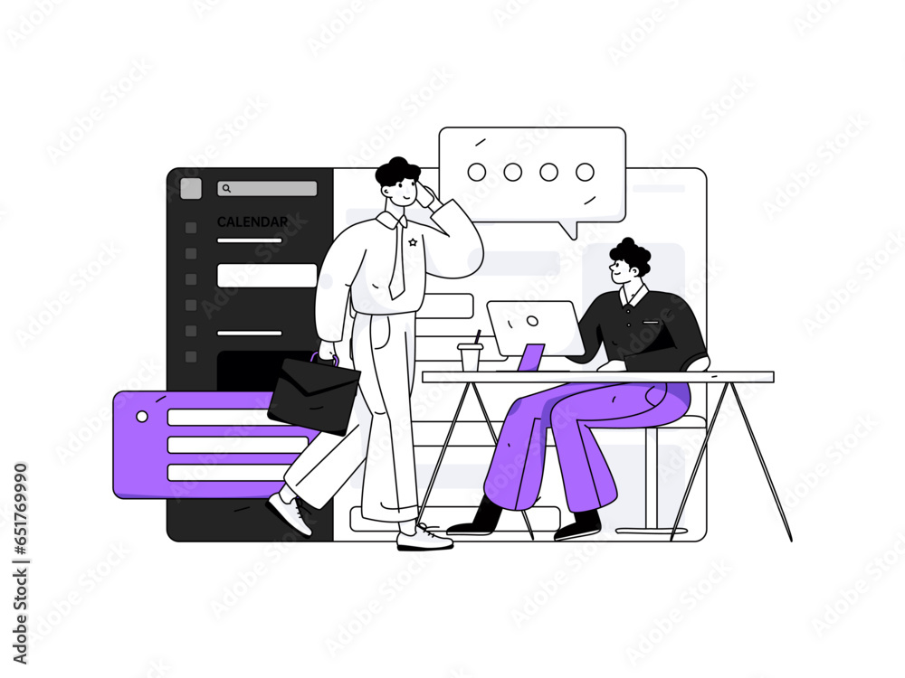 Business work characters flat vector concept operation hand drawn illustration