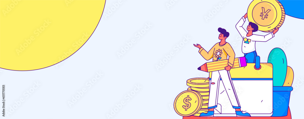 Obraz premium Business work characters flat vector concept operation hand drawn illustration