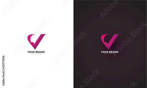 Beauty letter v logo, vector graphic design