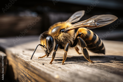 bee wooden background