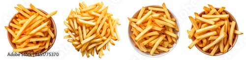 Set of french fries , top view with transparent background photo