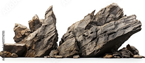 Isolated rock formation on white
