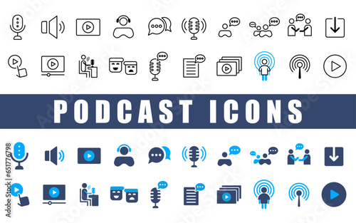 Podcast icon set.