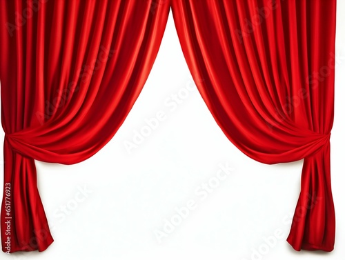 Red Theatre Curtain Displayed Isolated on White Background. Generative ai