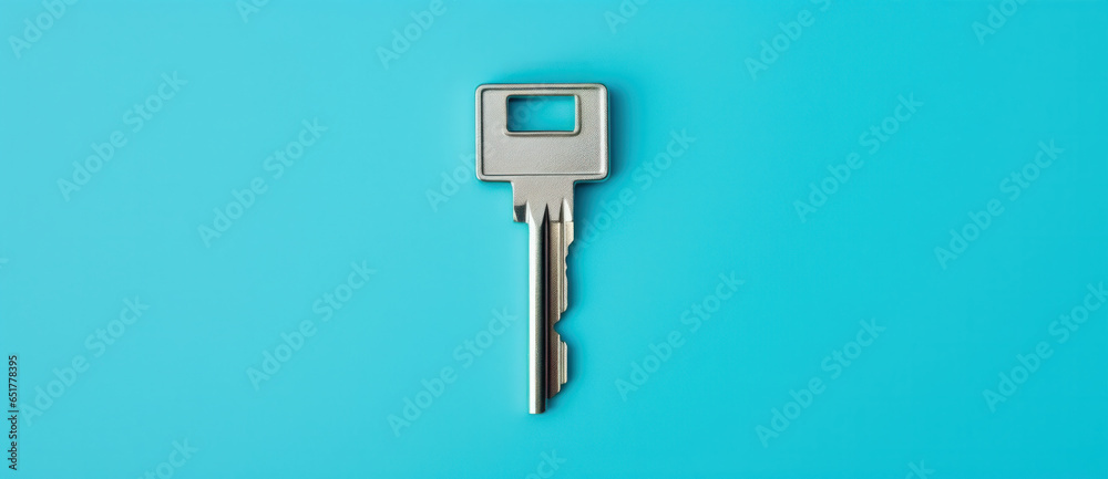 Key isolated on blue background. Security concept Key isolated on blue background. Security concept