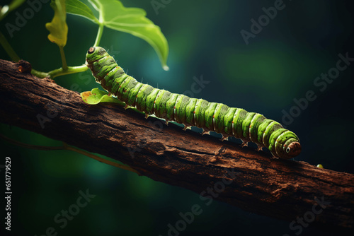 caterpillar on tree branch photo